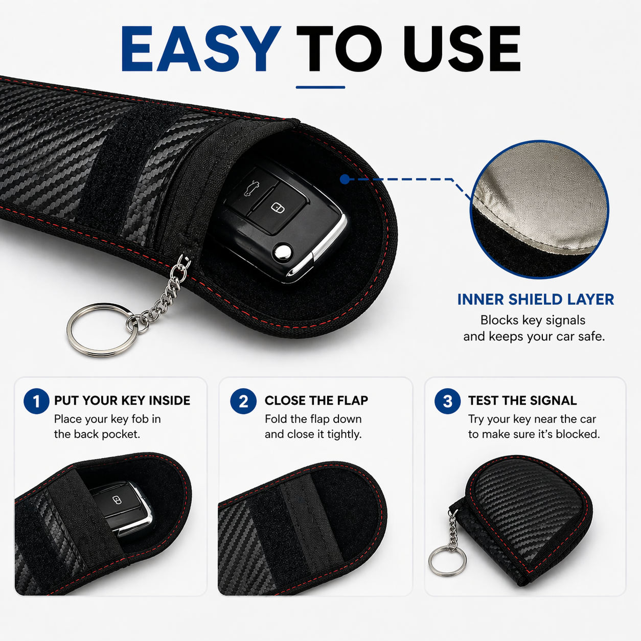 Faraday Anti Theft Pouch For Car Keys & Credit Card