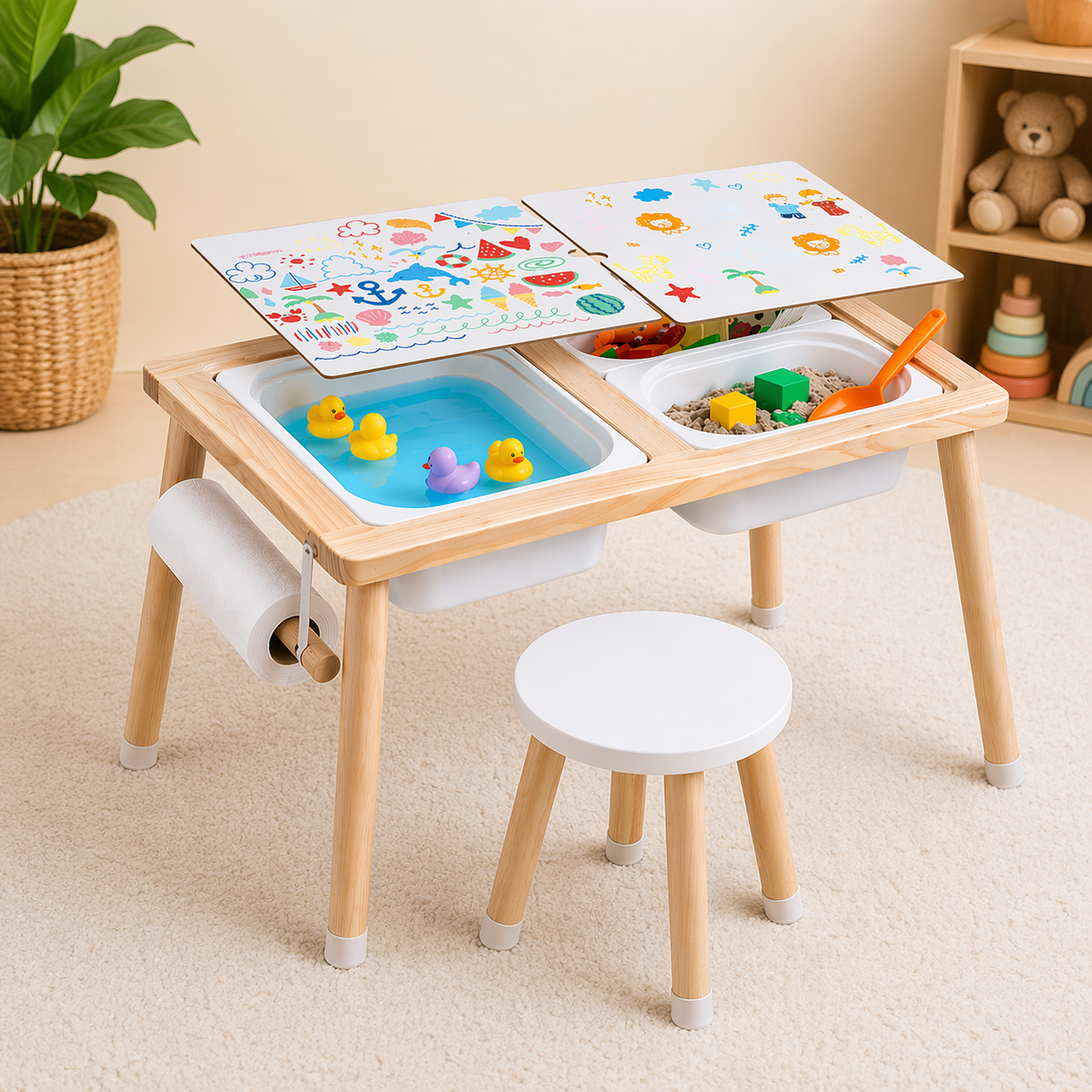 Wooden Sensory Table With Foldaway Storage