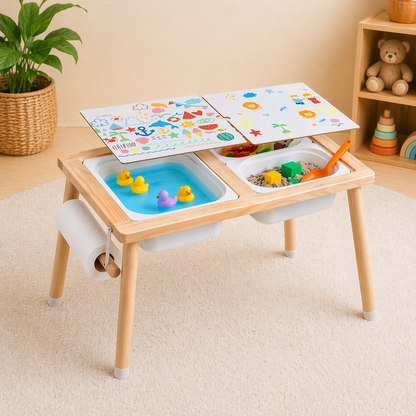 Wooden Sensory Table With Foldaway Storage