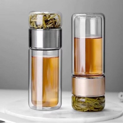 Portable & Eco-Friendly Double Layer Glass Tea Infuser