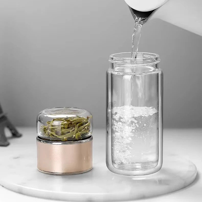 Portable & Eco-Friendly Double Layer Glass Tea Infuser