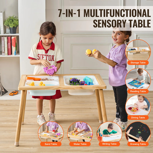 Wooden Sensory Table With Storage Bins