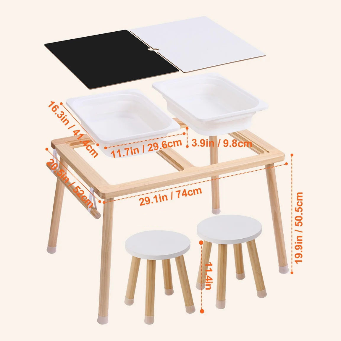 Wooden Sensory Table With Foldaway Storage