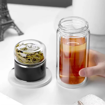 Portable & Eco-Friendly Double Layer Glass Tea Infuser