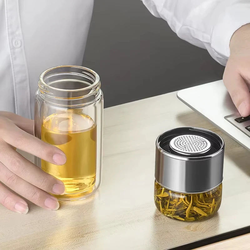 Portable & Eco-Friendly Double Layer Glass Tea Infuser