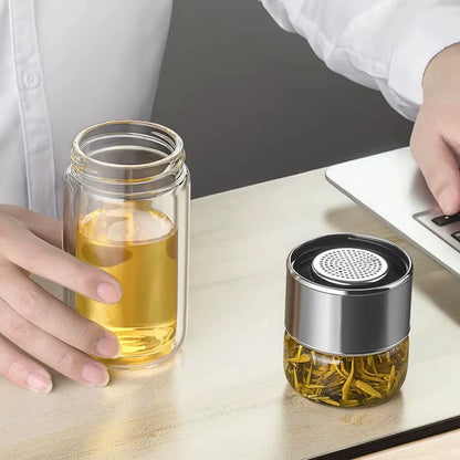 Portable & Eco-Friendly Double Layer Glass Tea Infuser